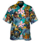 Funny Camping Bear Beer Sitting Woods Hawaiian Shirt Collar And Front View For Thoughtful Gifting