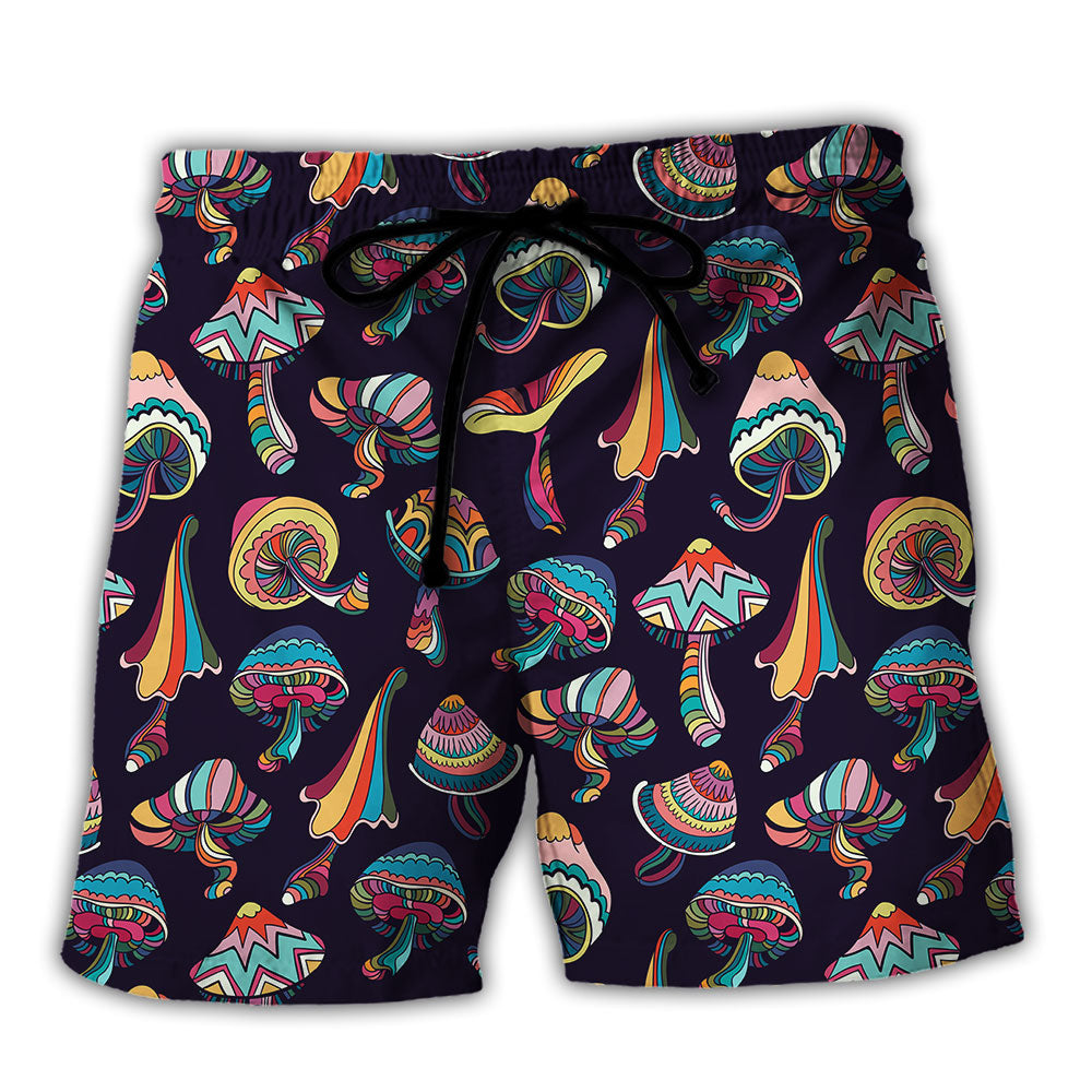 Hippie Mushroom Peace Life Art Beach Shorts For Beach Days And Casual Outdoor Wear