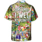 Vintage Floral Gardening Plants Hawaiian Shirt All Over Print Detail For Warm Weather Events