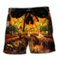 Halloween Party Fun Art Beach Shorts For Striking Resort Looks