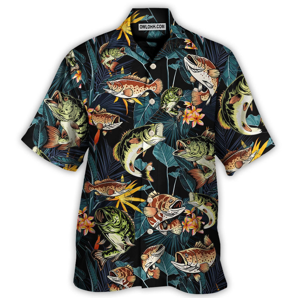 Tropical Fishing Adventure Graphic Hawaiian Shirt Front Pattern View For Casual Outings