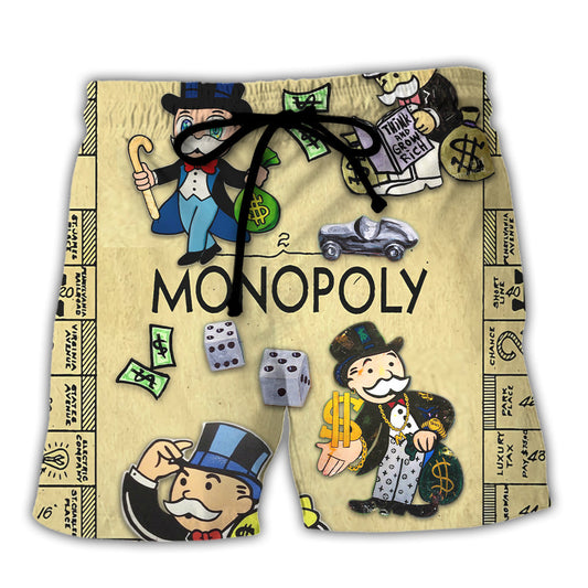 Monopoly Funny Game Lover Style Beach Shorts For Tropical Holidays And Weekend Adventures