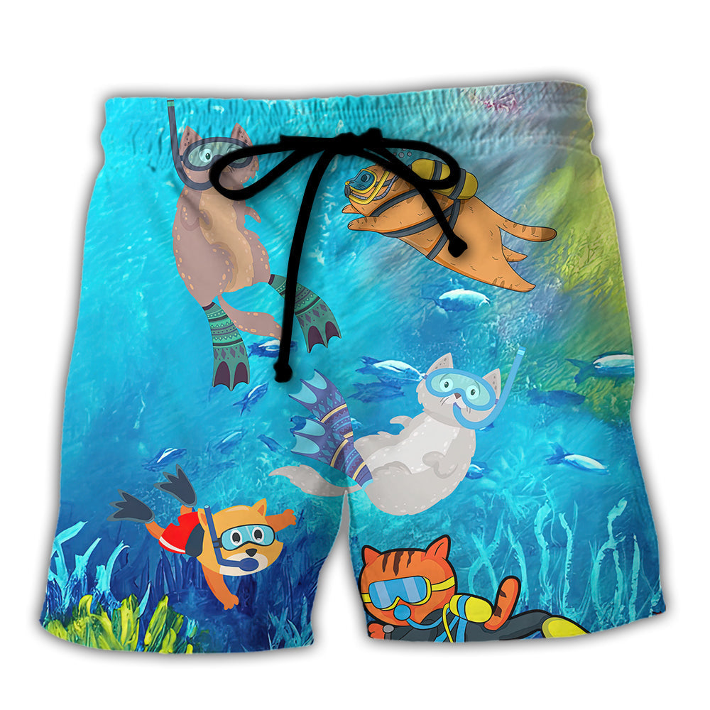 Scuba Diving Best Way To Observe Fish Funny Beach Shorts For Ocean Lover Vacation Wear