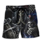 Skull Bold Attitude Message About Speaking The Beach Shorts For Striking Resort Looks