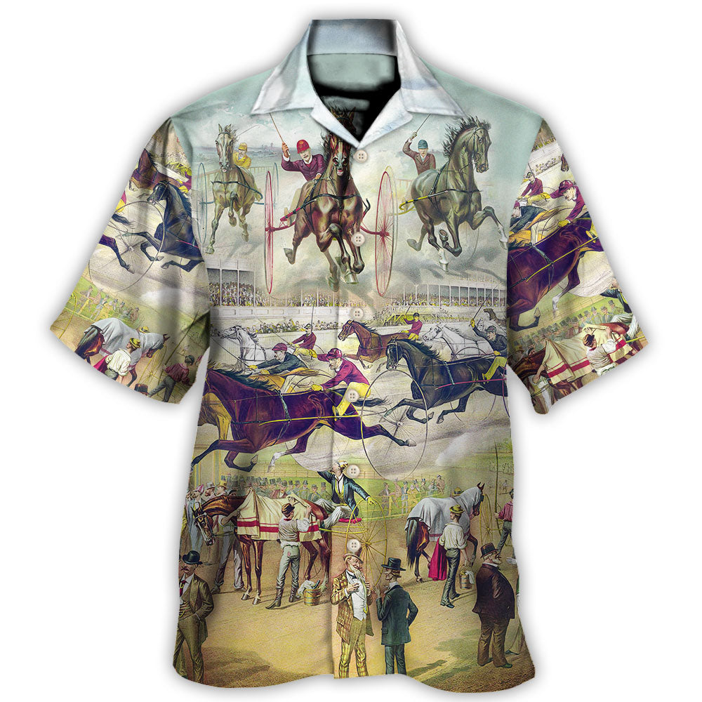 Racing Horse Hawaiian Shirt Resort Outfit View For Island Holidays