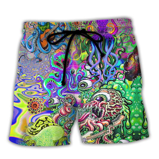 Hippie Colorful Ocean Octopus Music Beach Shorts For Warm Weather Outings And Thoughtful Gift Giving