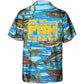 Fishing Adventure Graphic Hawaiian Shirt Front Pattern View For Coastal Travel