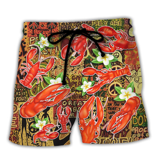 Hippie Tropical Lobster Beach Shorts For Tropical Holidays And Leisure And Relaxation