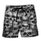 Skull Courage And Strength Art Style Beach Shorts For Distinctive Warm Weather Style