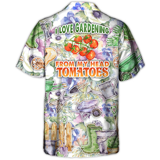 Vintage Gardening Tomatoes Hawaiian Shirt Print Closeup For Coastal Travel