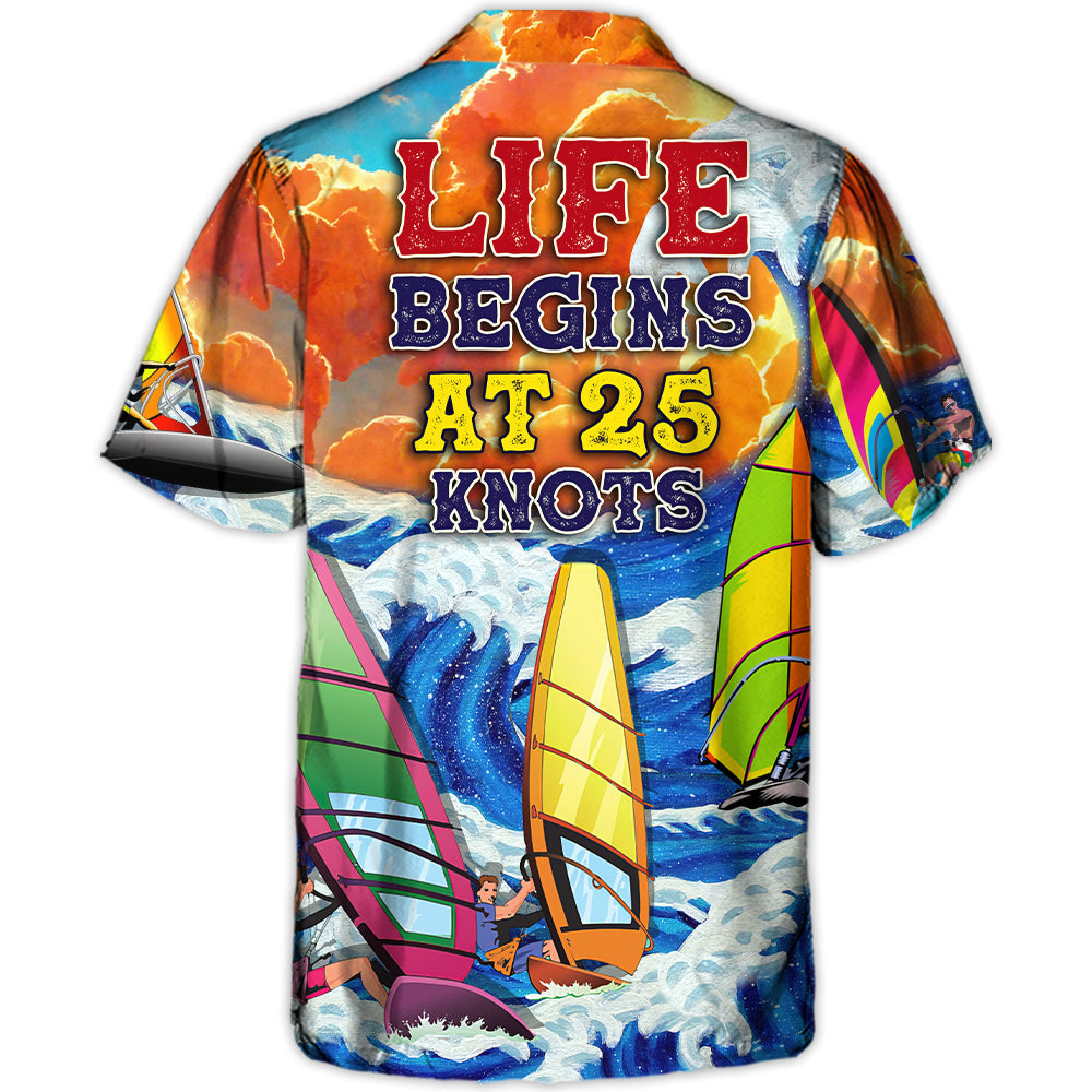 Coastal Windsurfing Activity Hawaiian Shirt Print Closeup For Beach Days