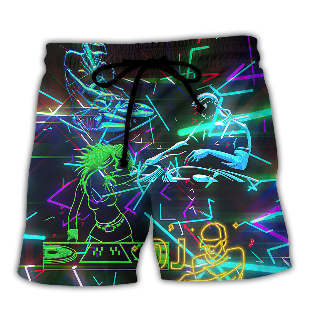 DJ Stunning Color Music Art Style Beach Shorts For Summer Festivals And Travel