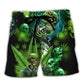 Skull High Cannabis Leaf Art Beach Shorts For Poolside Relaxation And Style