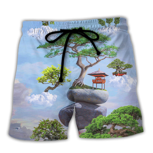 Bonsai Tree Nature Art Style Beach Shorts For Warm Weather Trips And Everyday Use