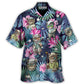 Tropical Funny Golf Cat Hawaiian Shirt Graphic Artwork Detail For Vacation Style
