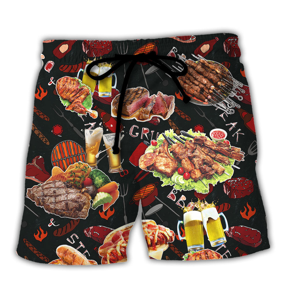 BBQ Grill Master The Man The Myth The Legend Beach Shorts For Food And Drink Fans