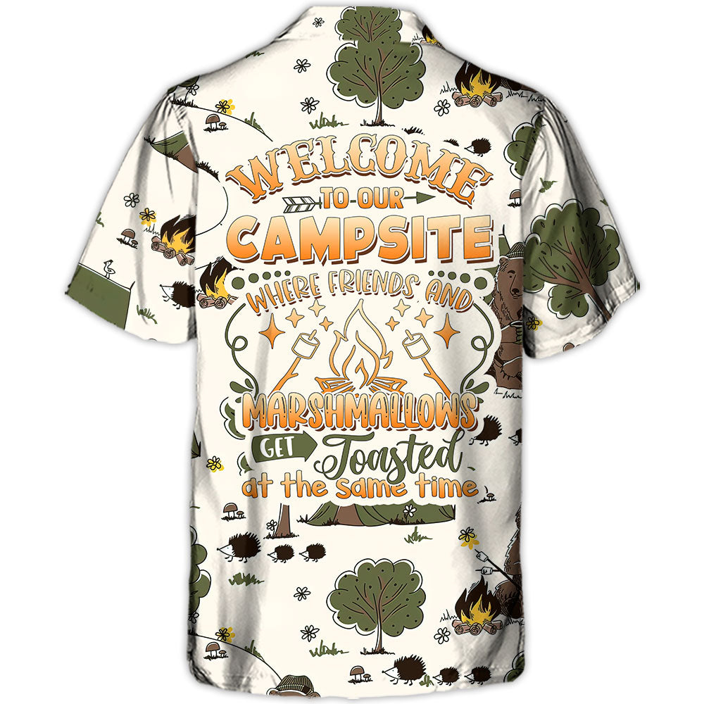 Camping Welcome Campsite Hawaiian Shirt All Over Print Detail For Weekend Trips