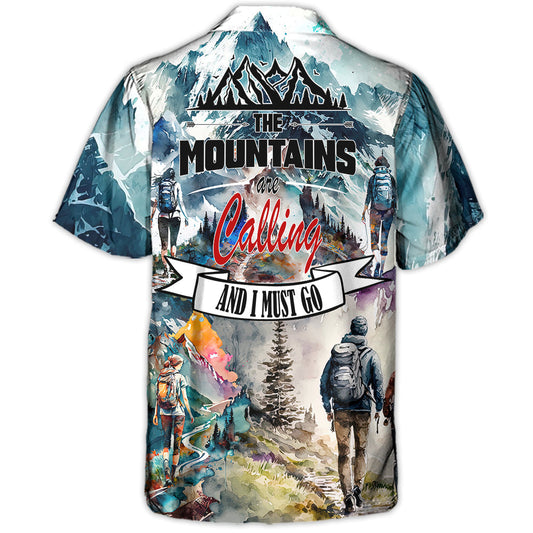 Hiking Mountain Hawaiian Shirt Pattern Detail For Resort Wear