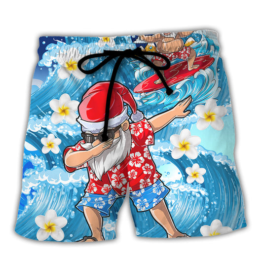 Dabbing Santa Fun Summer Christmas In July Beach Shorts For Seasonal Summer Travel