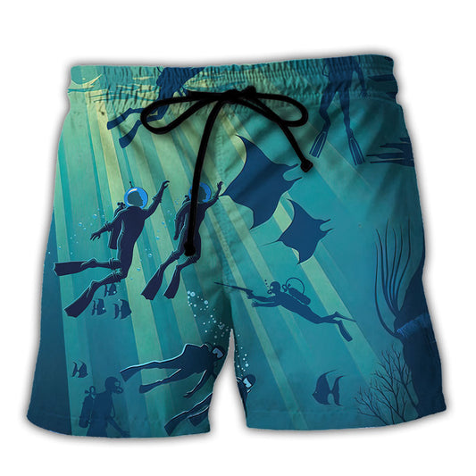 Scuba Diving Farther From Idiots At The Bottom Beach Shorts For Seaside Summer Adventures