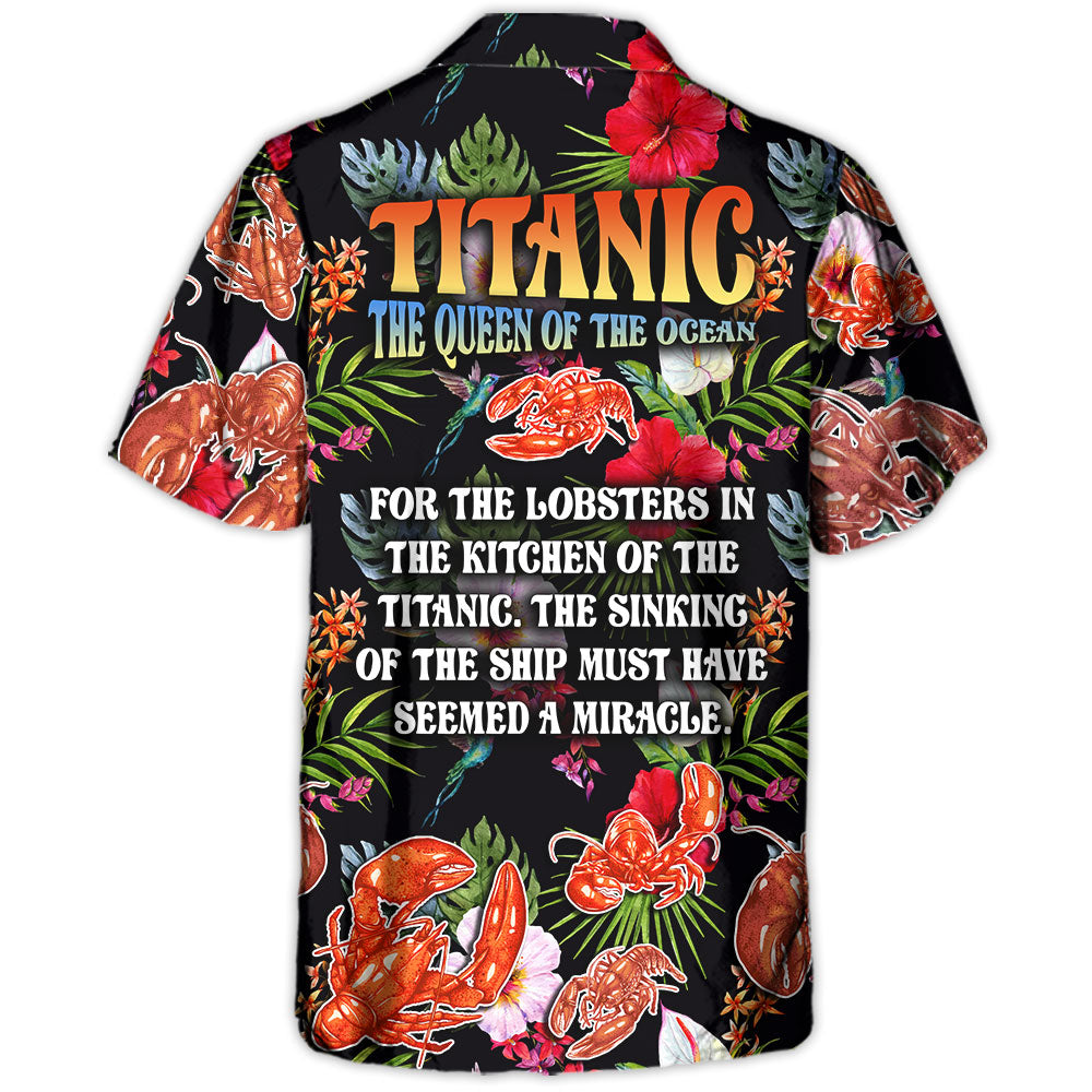 Tropical Lobster Queen Ocean Hawaiian Shirt Button Front Artwork For Outdoor Gatherings