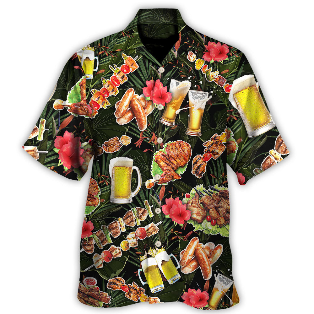 Funny Barbecue BBQ Grandpa Hawaiian Shirt Detailed Pattern View For Beach Days