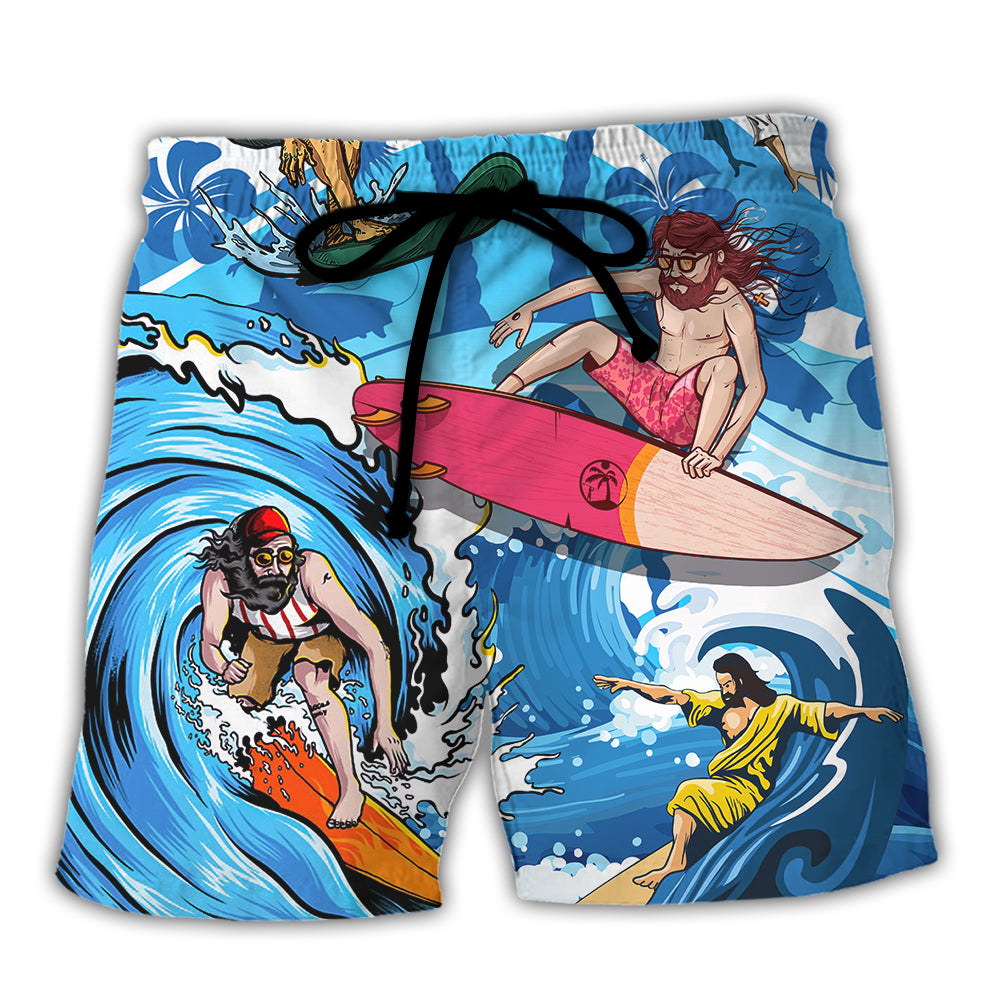 Surfing Christian Faith Beach Shorts For Tropical Holidays And Everyday Comfort
