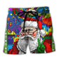 Hippie Santa Funny Christmas Style Beach Shorts For Christmas Getaways