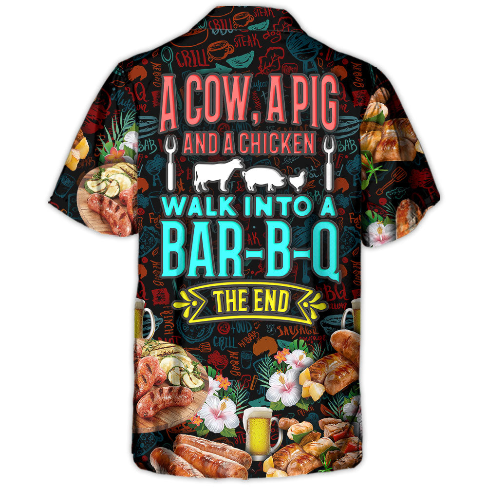 Barbecue Food Chicken Hawaiian Shirt Resort Outfit View For Warm Weather Events