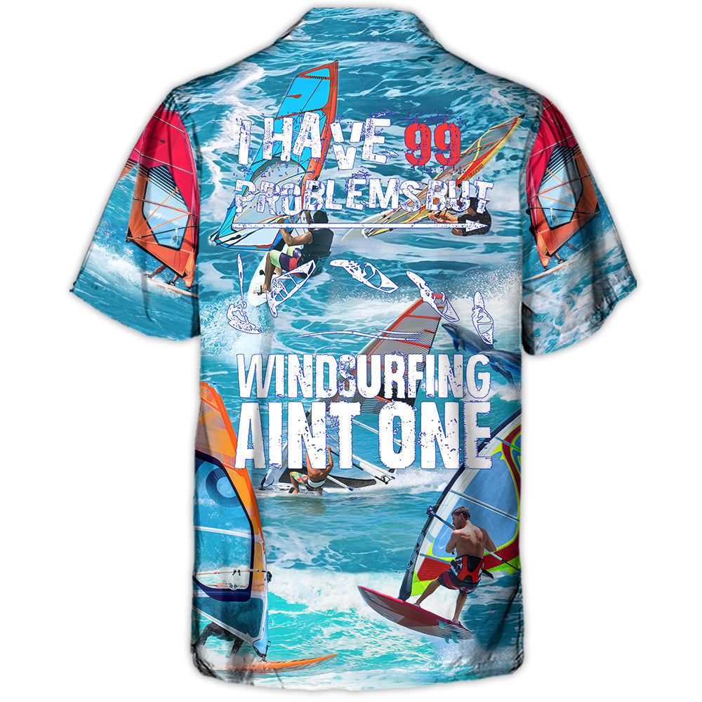 Windsurfing Adventure Graphic Hawaiian Shirt Print Closeup For Summer Travel