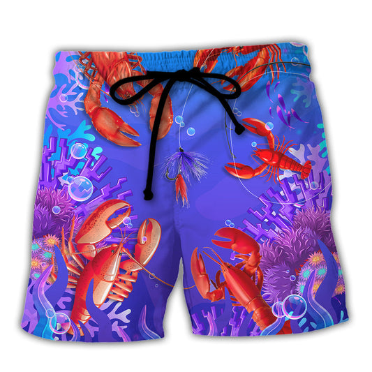 Lobstering Saved Me Funny Lobster Hunter Beach Shorts For Tropical Holidays And Weekend Adventures