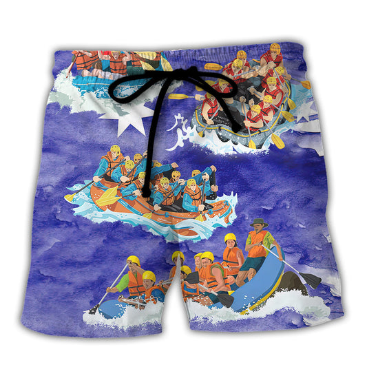 Vintage Rafting River Flag Beach Shorts For Holiday Cruises And Laid Back Styling