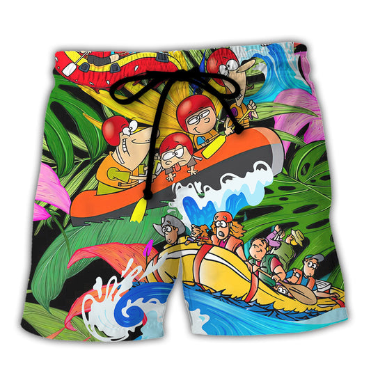 Tropical Rafting River Beach Shorts For Island Getaways And Leisure And Relaxation