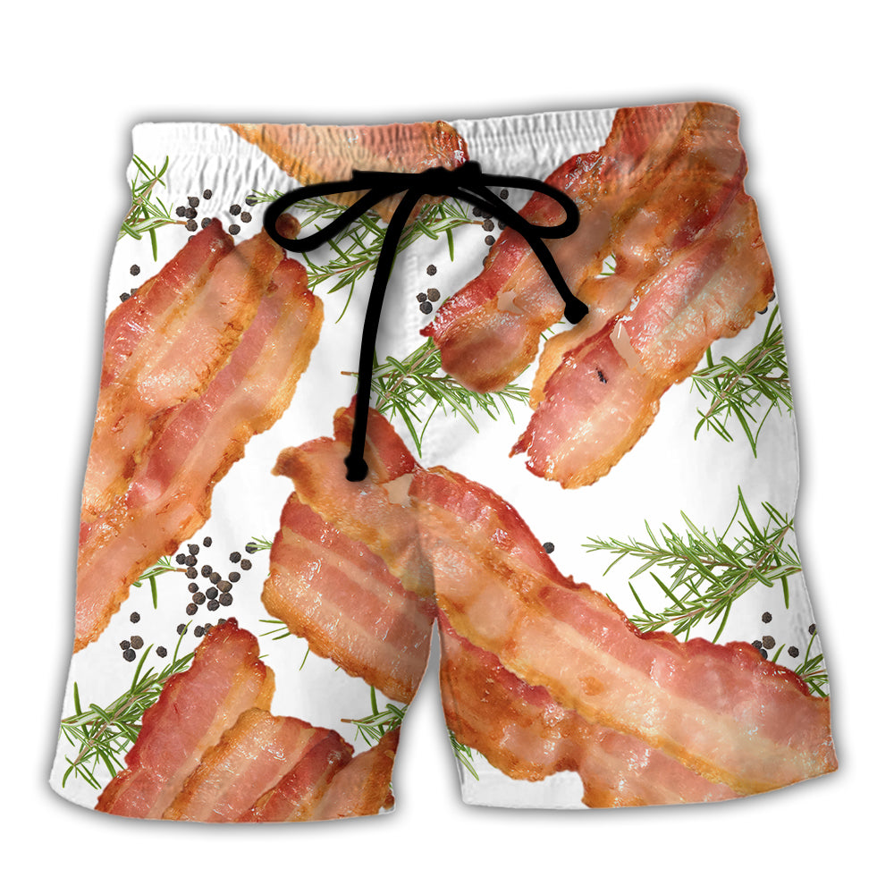 Bacon Lover Funny Food Beach Shorts Pattern View For Resort Days And Outdoor Activities