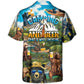 Funny Camping Bear Drinking Beer I'M Hawaiian Shirt Fabric Pattern Detail For Resort Wear