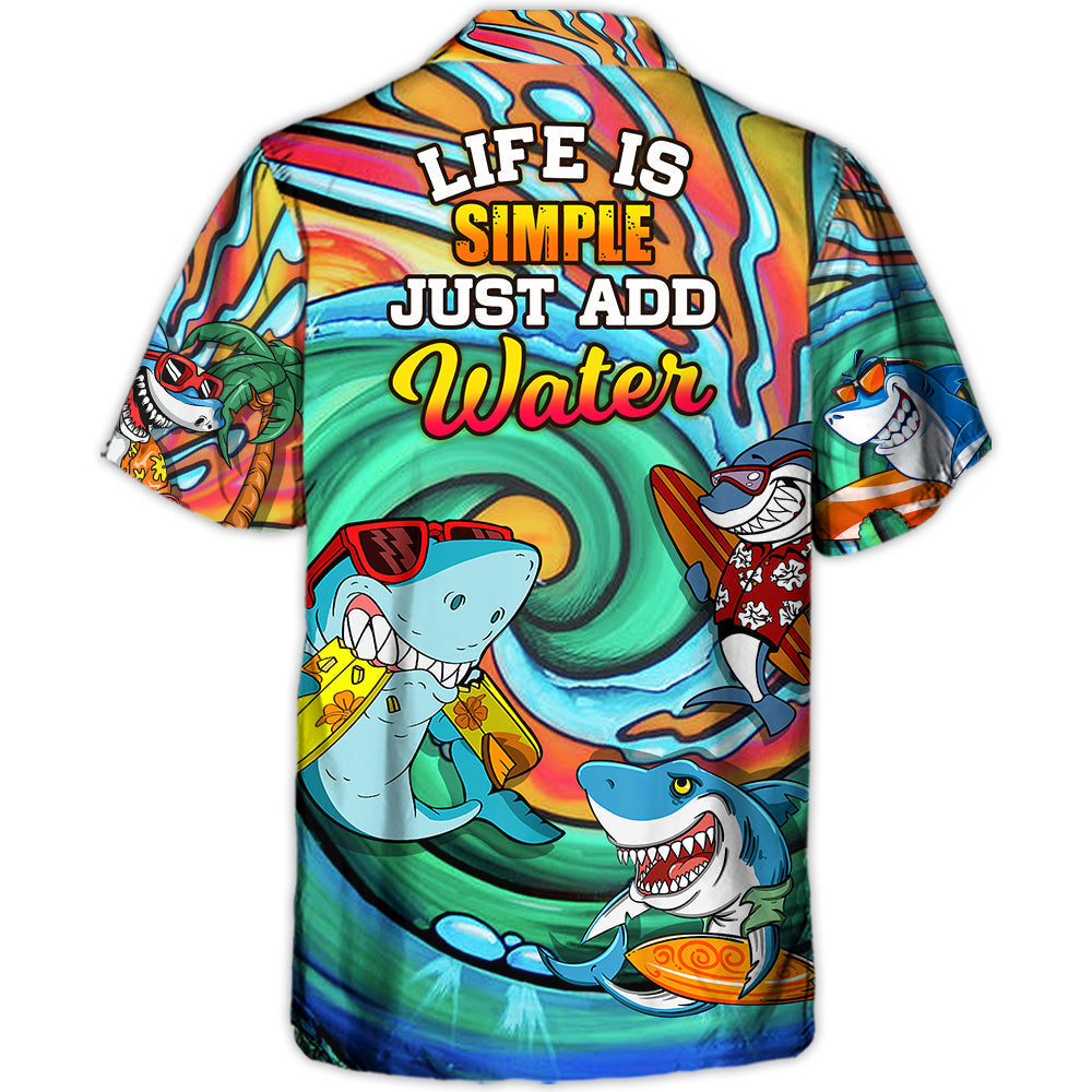 Funny Surfing Shark Water Hawaiian Shirt Summer Design Detail For Vacation Style