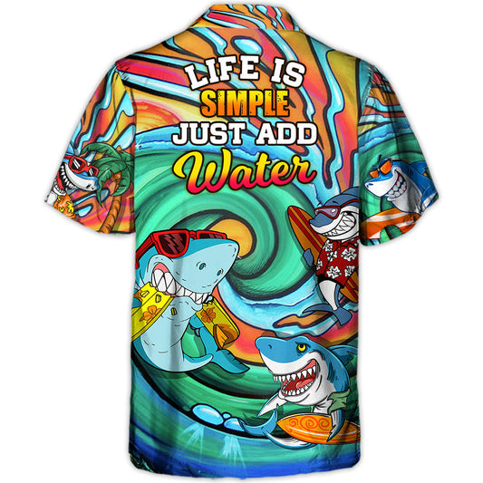 Funny Surfing Shark Water Hawaiian Shirt Summer Design Detail For Vacation Style