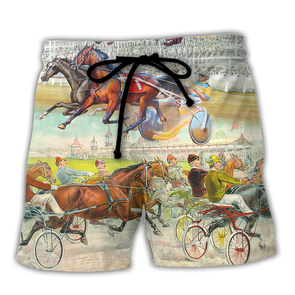 Harness Racing Horse Road Lover Beach Shorts For Outdoor Adventures And Comfort