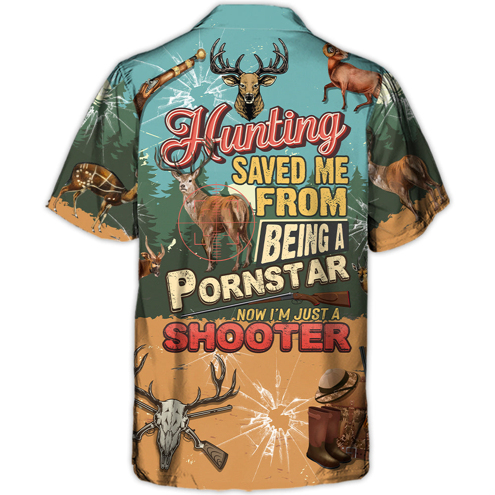 Funny Vintage Deer Hunting Shooter Hawaiian Shirt For Beach Parties And Weekend Getaways