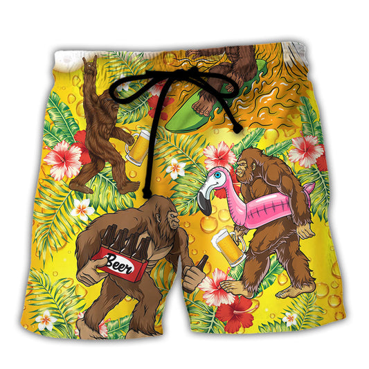 Bigfoot Funny Stole My Beer Tropical Style Beach Shorts For Food And Drink Fans