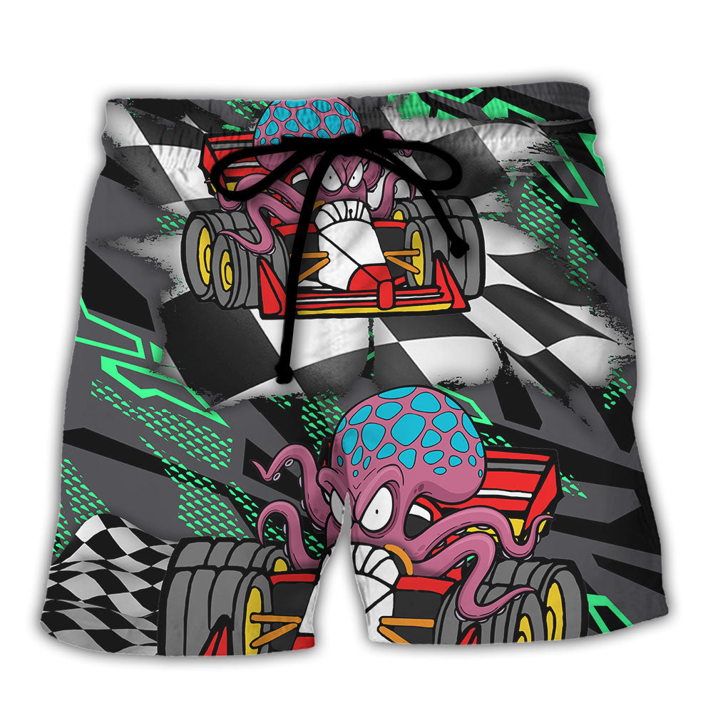Octopus Formula Racing Australian Art Beach Shorts For Beach Days And Coastal Travel