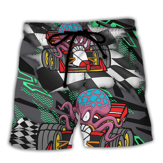 Octopus Racing Motorsport Racing Car Beach Shorts For Coastal Adventures And Thoughtful Gift Giving