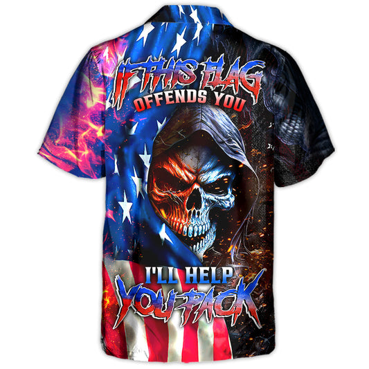Skull Flag Offends Hawaiian Shirt Pattern Detail For Vacation Travel And Daily Wear