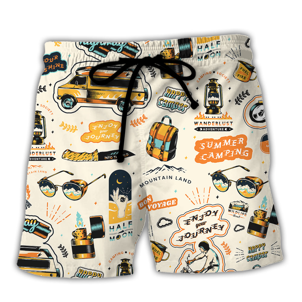Camping Saved Me Funny Camper Lover Beach Shorts For Beach Days And Casual Outdoor Wear