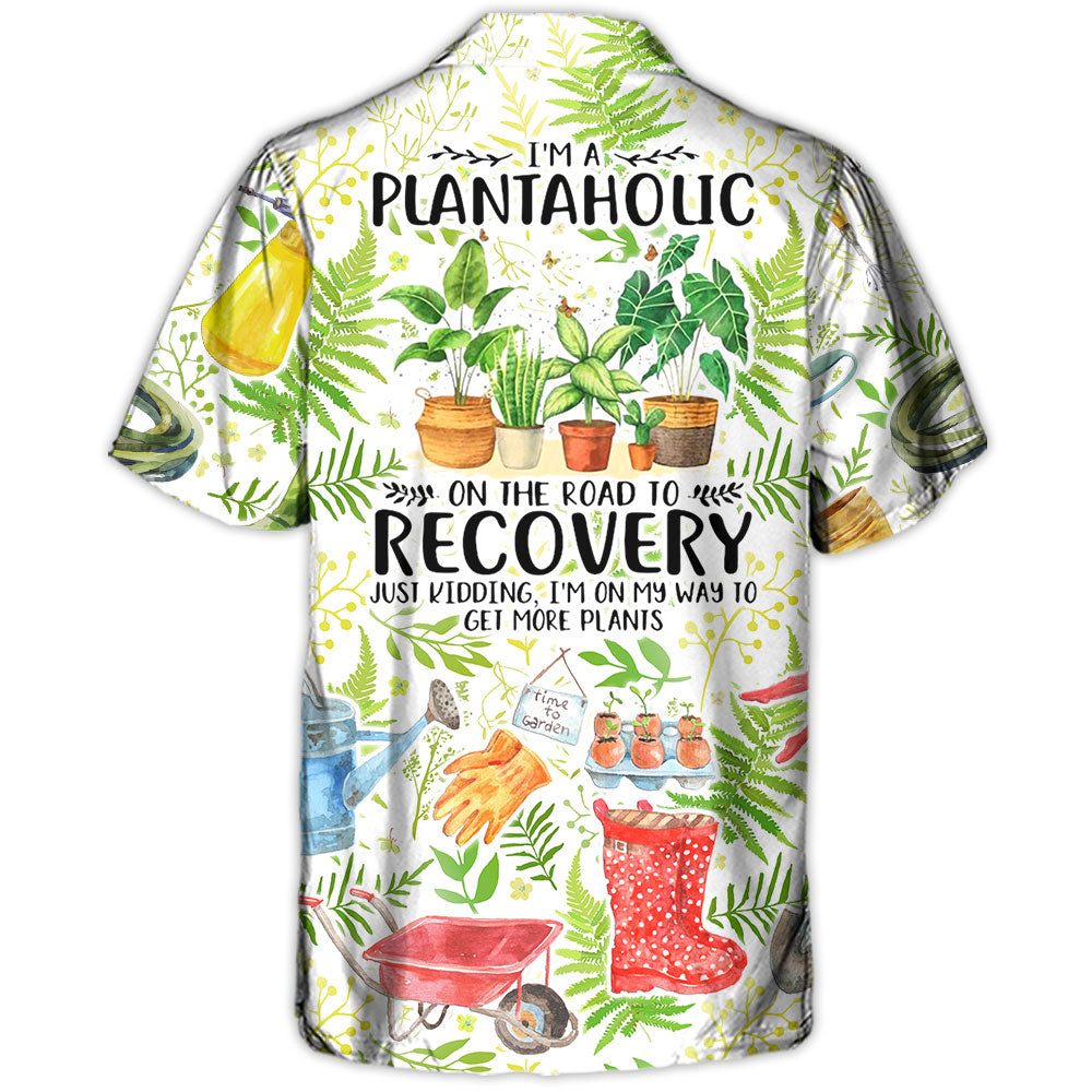 Vintage Gardening Plantaholic Hawaiian Shirt Pattern Detail For Summer Holidays And Outdoor Fun