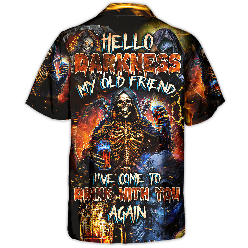 Gothic Dark Skull Hawaiian Shirt Resort Outfit View For Island Holidays