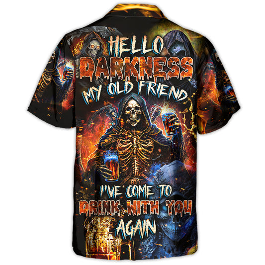 Gothic Dark Skull Hawaiian Shirt Resort Outfit View For Island Holidays