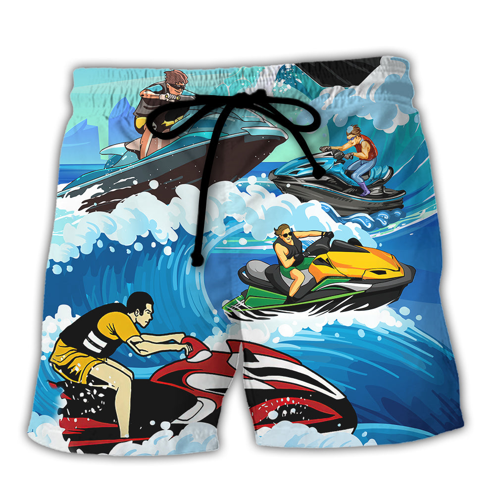 Jet Ski Funny Saved Me Quote Jet Ski Lover Beach Shorts For Outdoor Activities And Vacation Styling