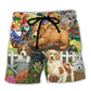Botanical Vintage Gardening Dog Beach Shorts For Summer Vacations And Everyday Comfort