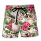 Tropical Floral Cat Beach Shorts For Summer Vacations And Comfortable Daily Use